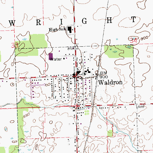 Topographic Map of Waldron, MI
