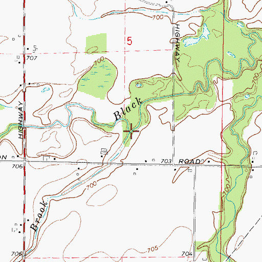 Topographic Map of Walker Brook, MI