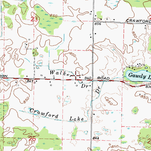 Topographic Map of Walker Drain, MI