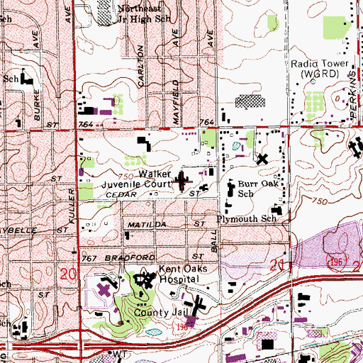 Topographic Map of Walker Juvenile Court, MI