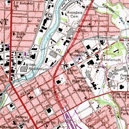 Topographic Map of Walker School, MI