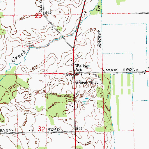 Topographic Map of Walker School, MI