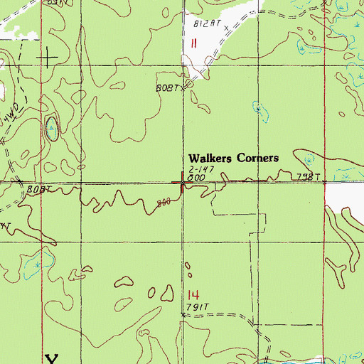 Topographic Map of Walkers Corners, MI