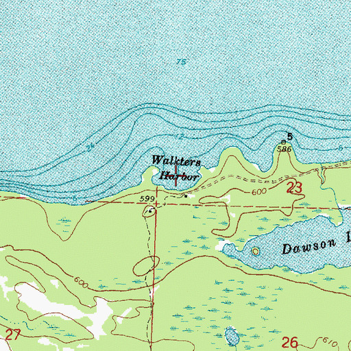 Topographic Map of Walkters Harbor, MI