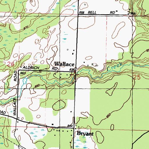 Topographic Map of Wallace, MI