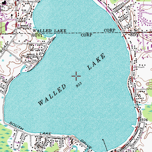 Topographic Map of Walled Lake, MI