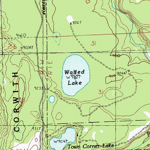 Topographic Map of Walled Lake, MI