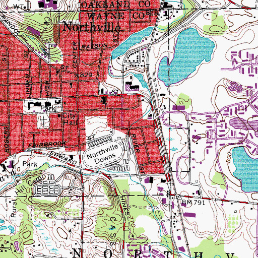 Topographic Map of Walled Lake Branch, MI