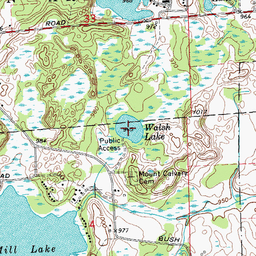 Topographic Map of Walsh Lake, MI