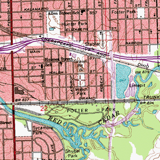 Topographic Map of Walsh Park, MI
