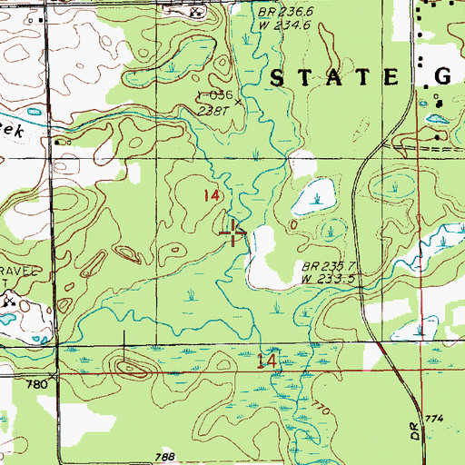 Topographic Map of Walter Creek, MI