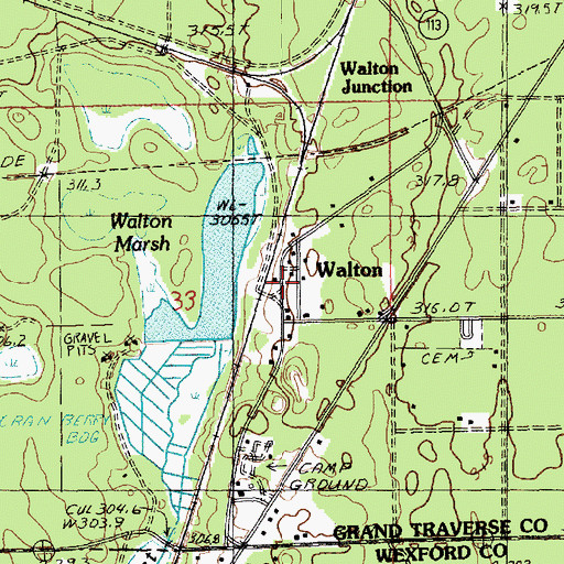 Topographic Map of Walton, MI