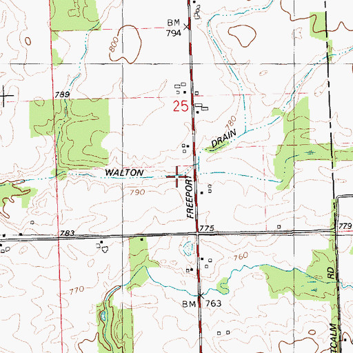 Topographic Map of Walton Drain, MI