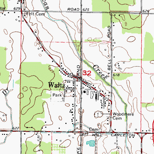 Topographic Map of Waltz, MI