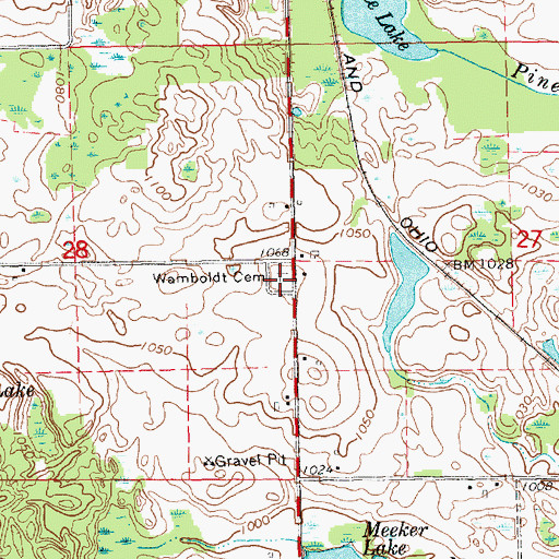 Topographic Map of Wamboldt Cemetery, MI