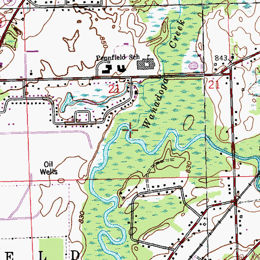 Topographic Map of Wanadoga Creek, MI