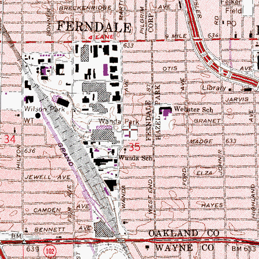 Topographic Map of Wanda Park, MI
