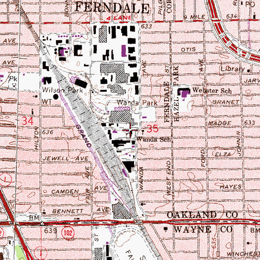 Topographic Map of Wanda School, MI