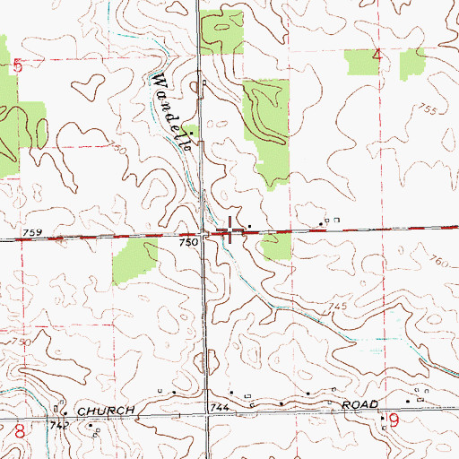 Topographic Map of Wandeil Drain, MI
