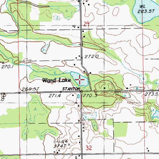 Topographic Map of Ward Lake, MI