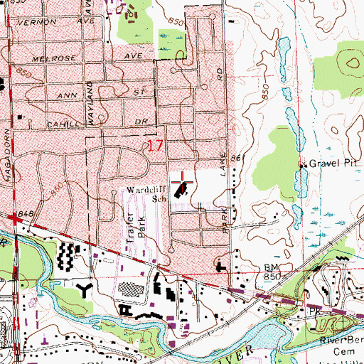 Topographic Map of Wardcliff Elementary School, MI