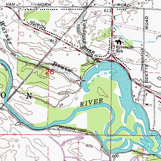 Topographic Map of Warner Drain, MI