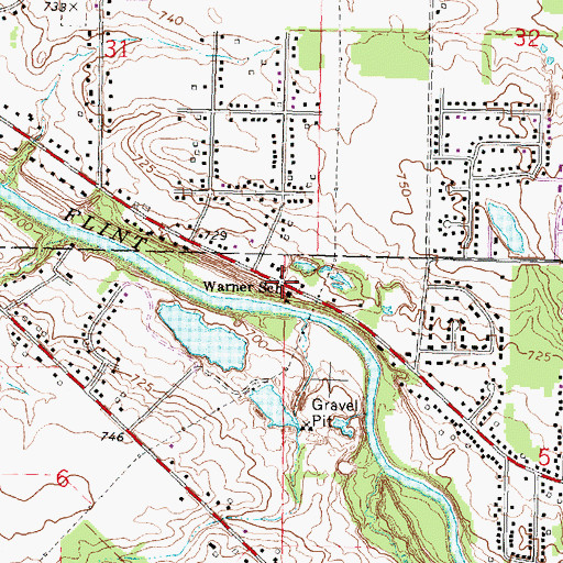 Topographic Map of Warner School, MI