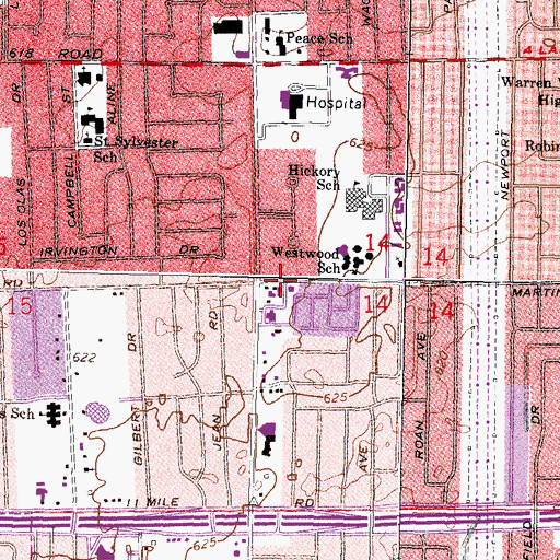 Topographic Map of Warren, MI