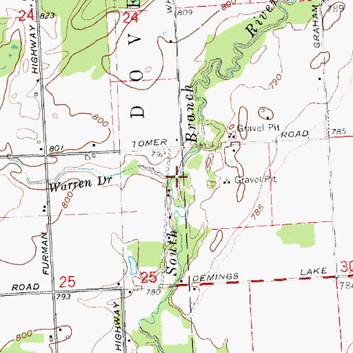 Topographic Map of Warren Drain, MI