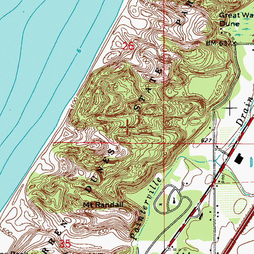 Topographic Map of Warren Dunes State Park, MI