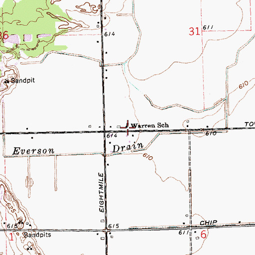 Topographic Map of Warren School, MI