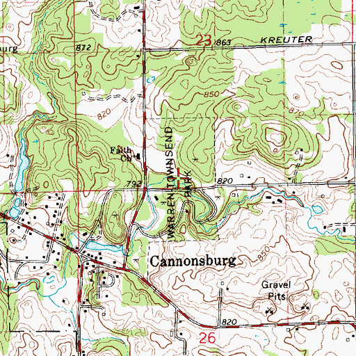 Topographic Map of Warren Townsend Park, MI