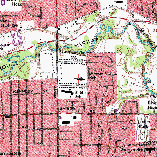 Topographic Map of Warren Valley School, MI