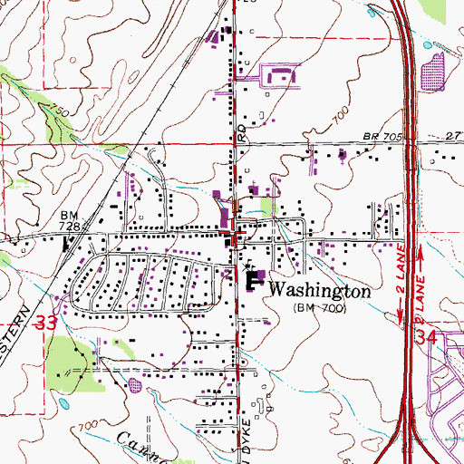 Topographic Map of Washington, MI