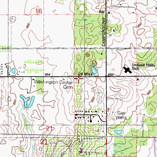 Topographic Map of Washington Center Cemetery, MI