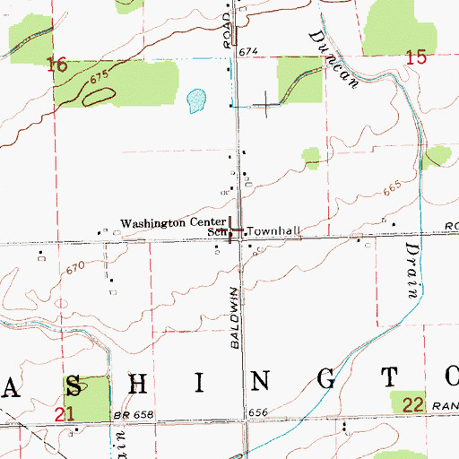 Topographic Map of Washington Center School, MI