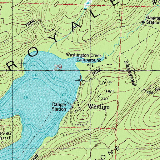 Topographic Map of Washington Creek Campground, MI