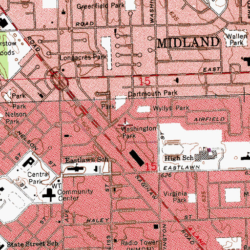 Topographic Map of Washington Park, MI