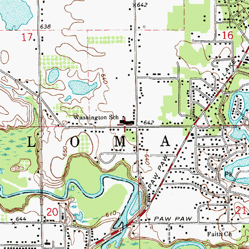 Topographic Map of Washington School, MI