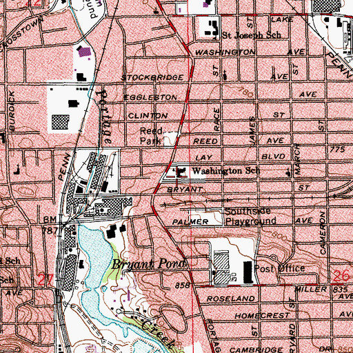 Topographic Map of Washington School, MI
