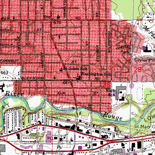 Topographic Map of Washington School, MI