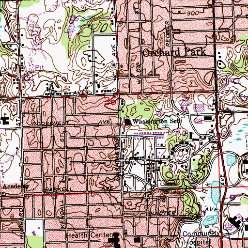 Topographic Map of Washington School, MI