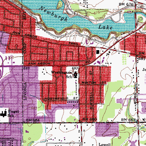 Topographic Map of Washington School, MI
