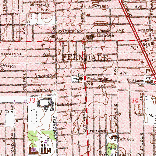 Topographic Map of Washington School, MI