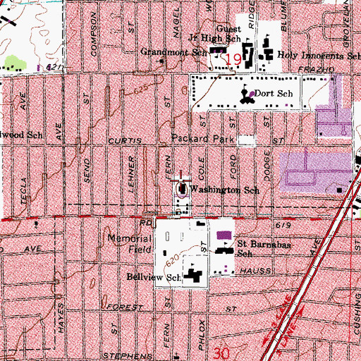 Topographic Map of Washington School, MI