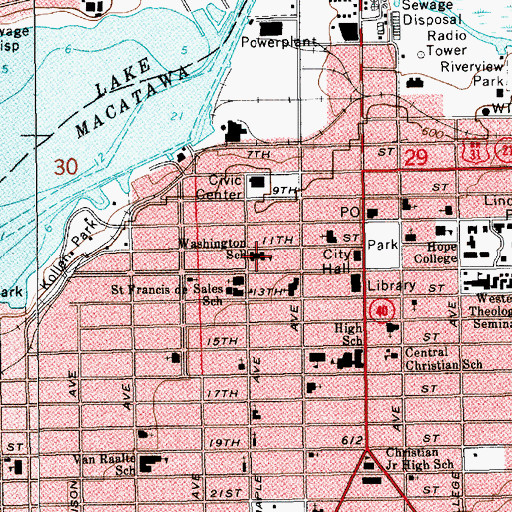 Topographic Map of Washington School, MI