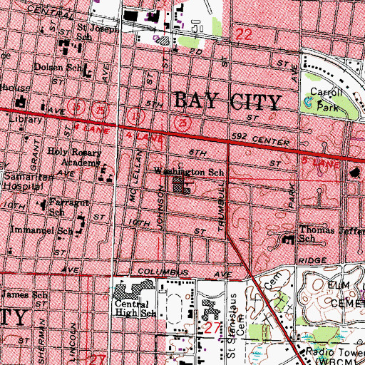 Topographic Map of Washington School, MI