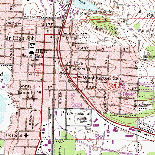 Topographic Map of Washington School, MI