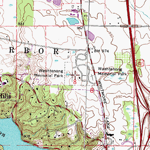 Topographic Map of Washtenong Memorial Park, MI