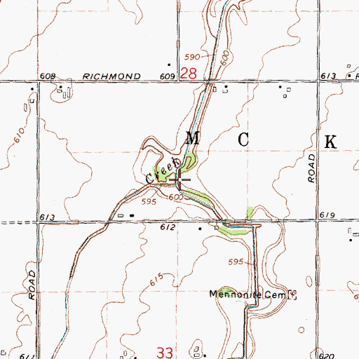Topographic Map of Wasserman Creek, MI
